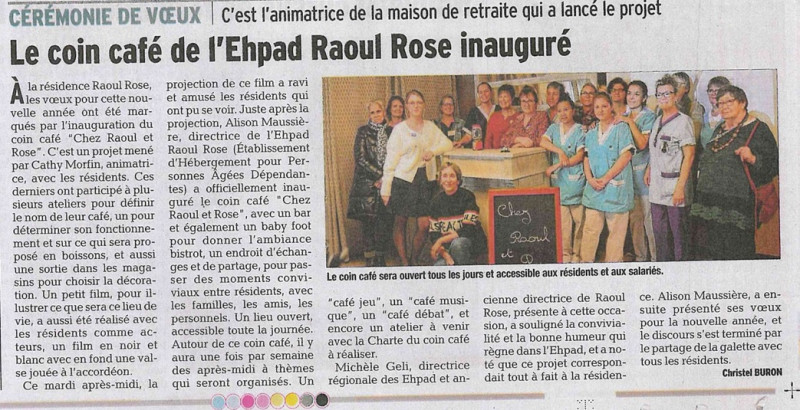 Vœux de la Direction et Inauguration du Coin Café « Chez Raoul et Rose » Jeudi 24 janvier 2019